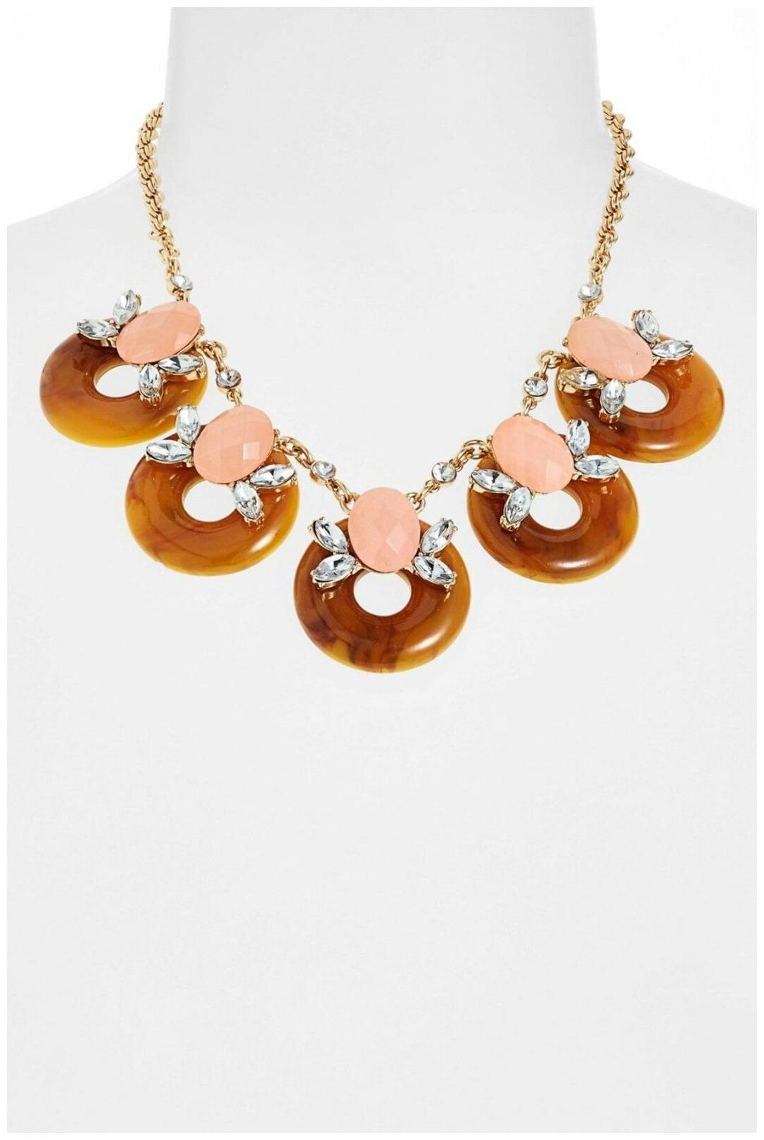 

Lee by Lee Angel Soleil Frontal Statement Necklace NWT 78 Tortoise PINK