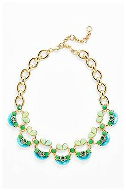 

Lee by Lee Angel Women s Soleil Embellished Necklace NWT 68 GREEN Turq