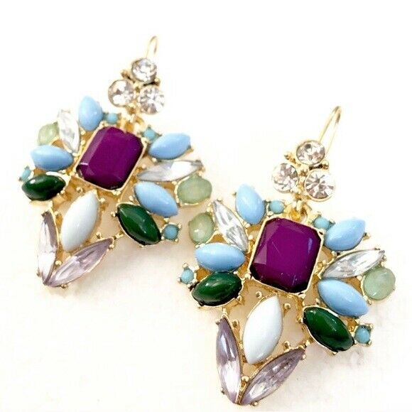 

LEE by Lee Angel Womens Kaleidoscope Crystal GOLD Drop Earrings NWT 70