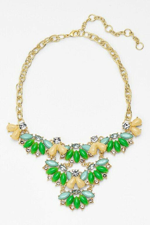 

Lee by Lee Angel Navette Stone Bib Necklace NWT 100 GREEN