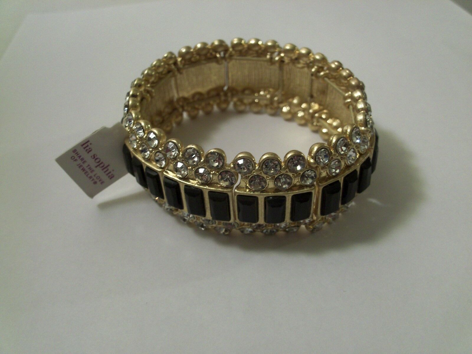 

Lia Sophia Modelina Stretch Bracelet Matte Gold-tone cut Crystals NWT RV 158 00
