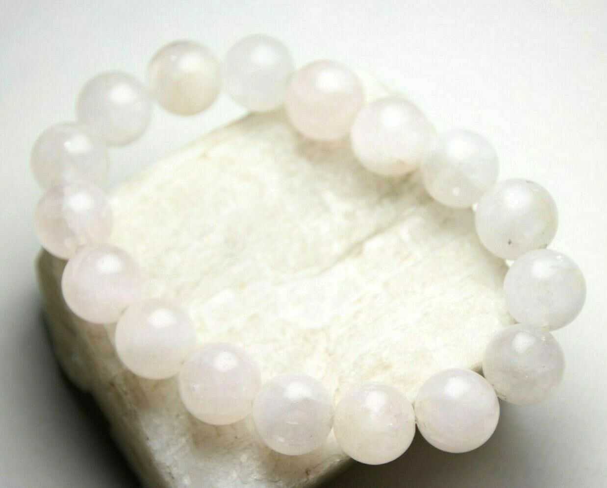 

Light Pink Natural Rose Quartz 12mm Ball Gemstone Elastic Bracelet 7 5 Stacking