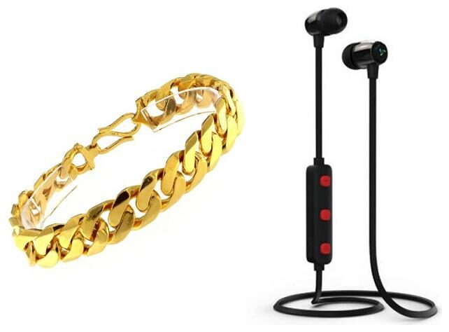 

LINK BRACELET WITH FREE H-15 R WIRELESS BLUETOOTH EARPHONE WITH MIC
