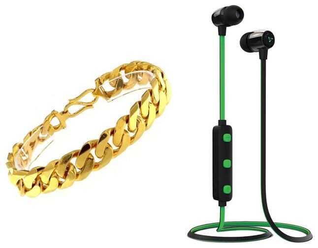 

LINK BRACELET WITH FREE H-15 G WIRELESS BLUETOOTH EARPHONE WITH MIC