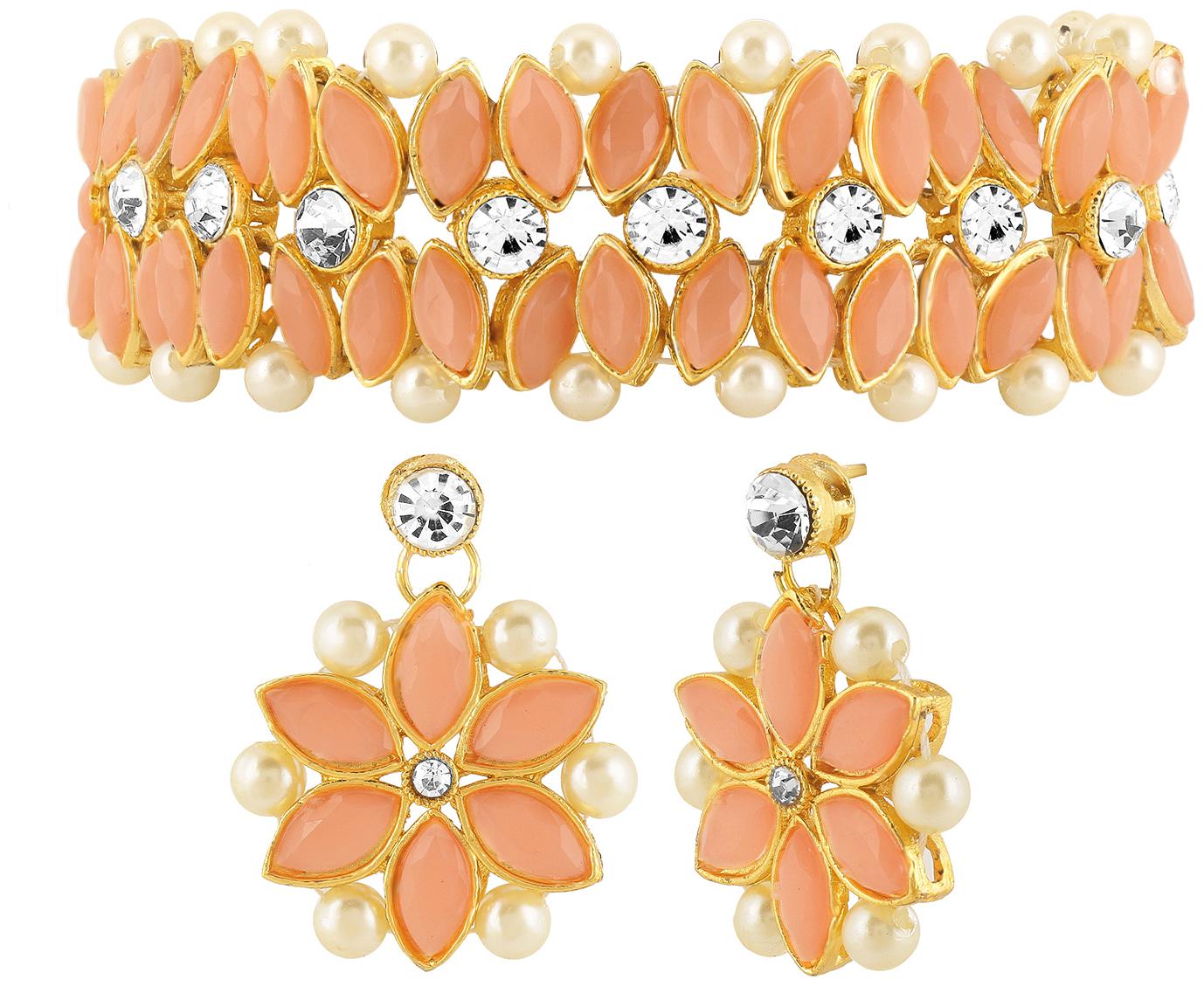 

LIVE EVIL Peach Necklace Set For Women