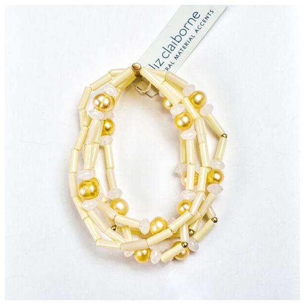 

Liz Claiborne Silvertone Natural Accents Stretch Bracelet New With Tag Signed