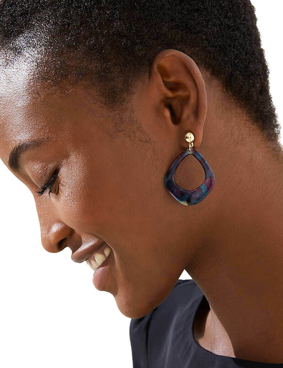 

LOFT Women s - NWT 29 50 - Gold-Toned Blue Multi Geo Resin-Drop Earrings
