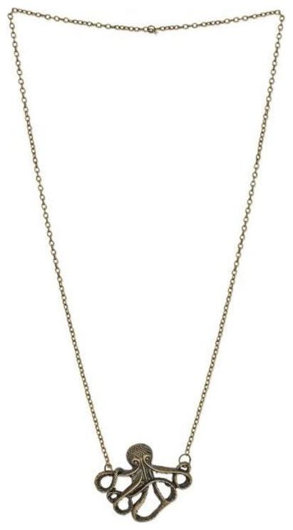 

Long Chain Bronze Octopus Pendant