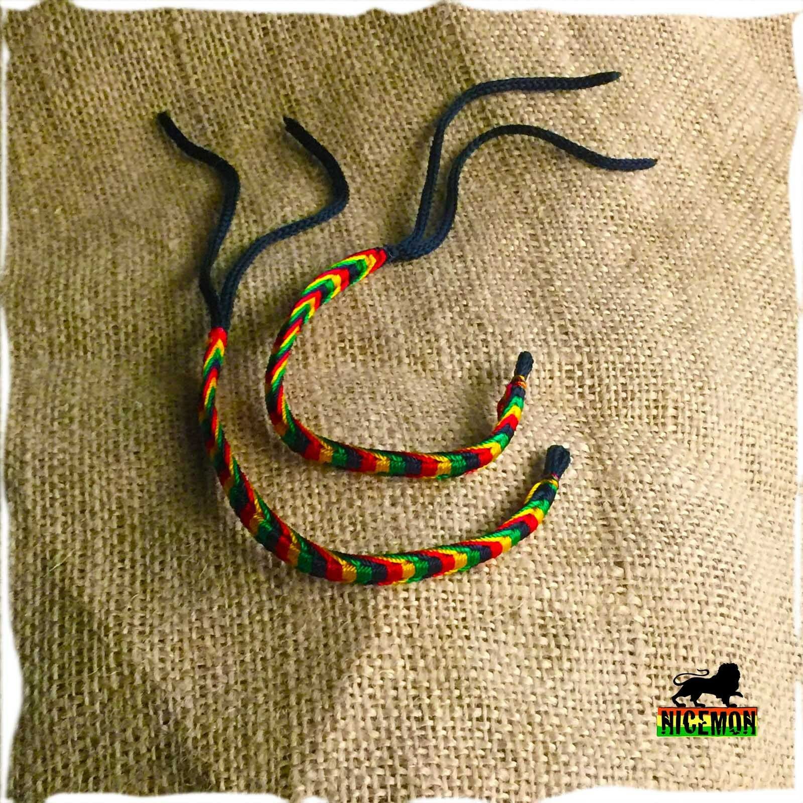 

Lot Of 2 Rasta Friendship Twisted Wrist Bracelet Reggae Hobo Peace Festival RGY