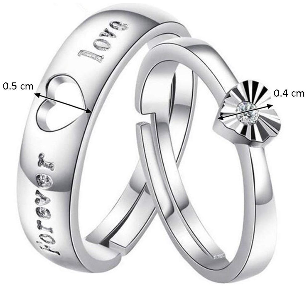 

Love Forever Adjustable Silver Metal Couple Ring For Men And Women