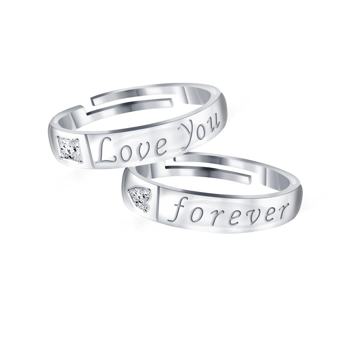 

Love U Forever Engraved Wedding Sterling Silver Silver Plated Rings