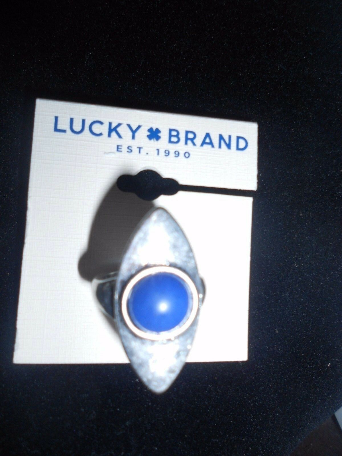 

LUCKY BRAND NWT AUTHENTIC SILVER TONE NAVY TONE SEMIPRECIOUS SIZE 7 RING