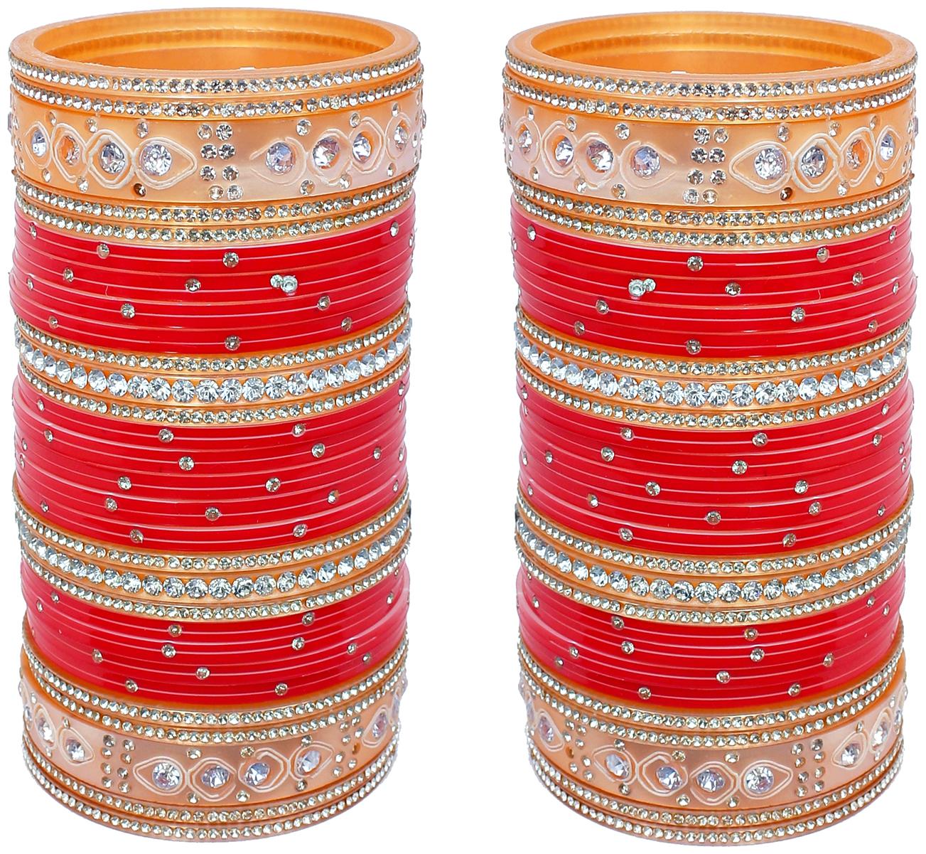 

Lucky Jewellery Red Designer Chura Bridal Wedding Punjabi Choora Fashion Jewellery Chuda Set