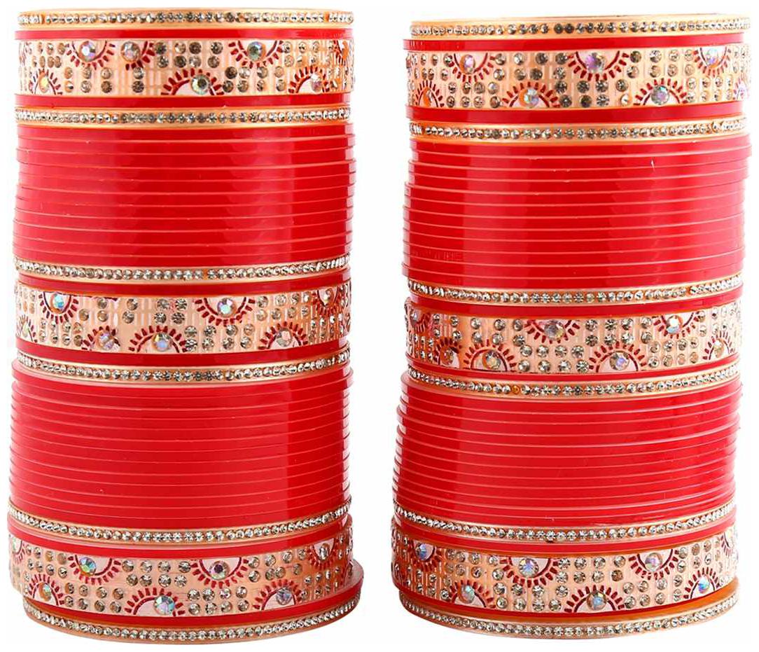 

Lucky Jewellery Red Designer Chura Bridal Wedding Punjabi Choora Fashion Jewellery Chuda Set