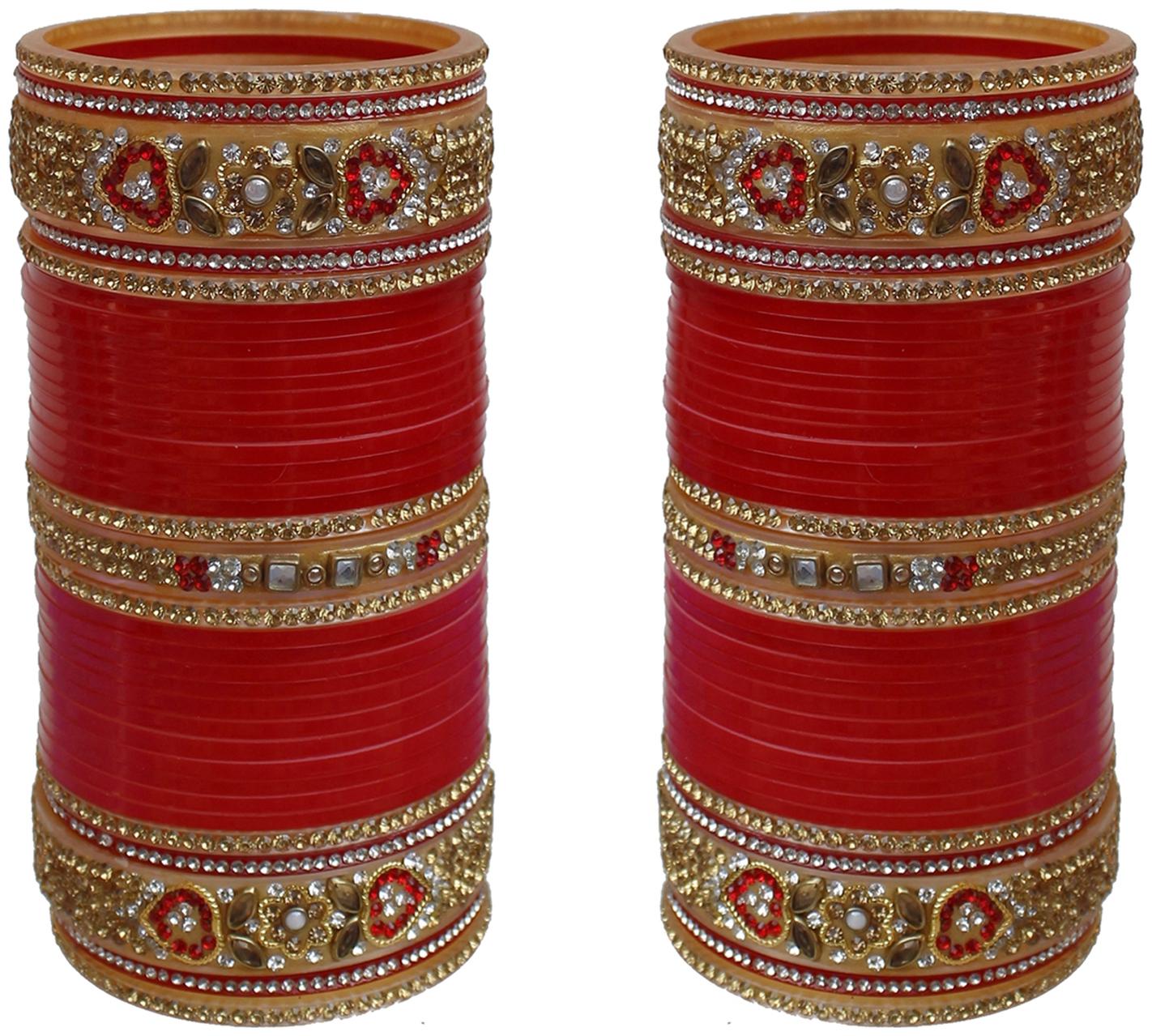 

Lucky Jewellery Red Designer Chuda Bridal Wedding Punjabi Chuda Fashion Jewellery Chuda Set (693-M1C1-741-R)