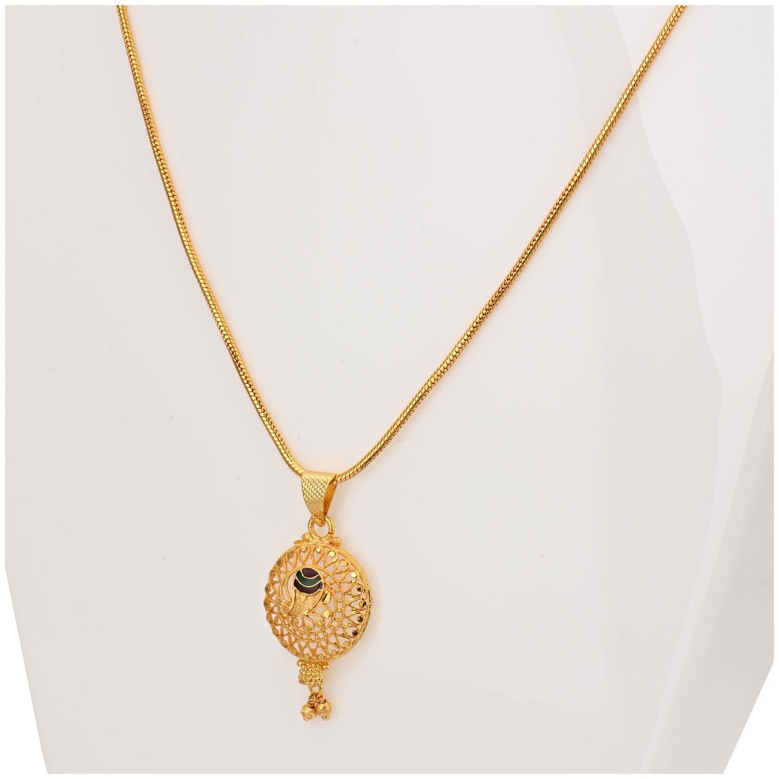 

Maalgodam 22 Inch Gold Plated Chain With Gold Plated Traditional Pendant Necklace Fashion Jewelry for Women and Girls