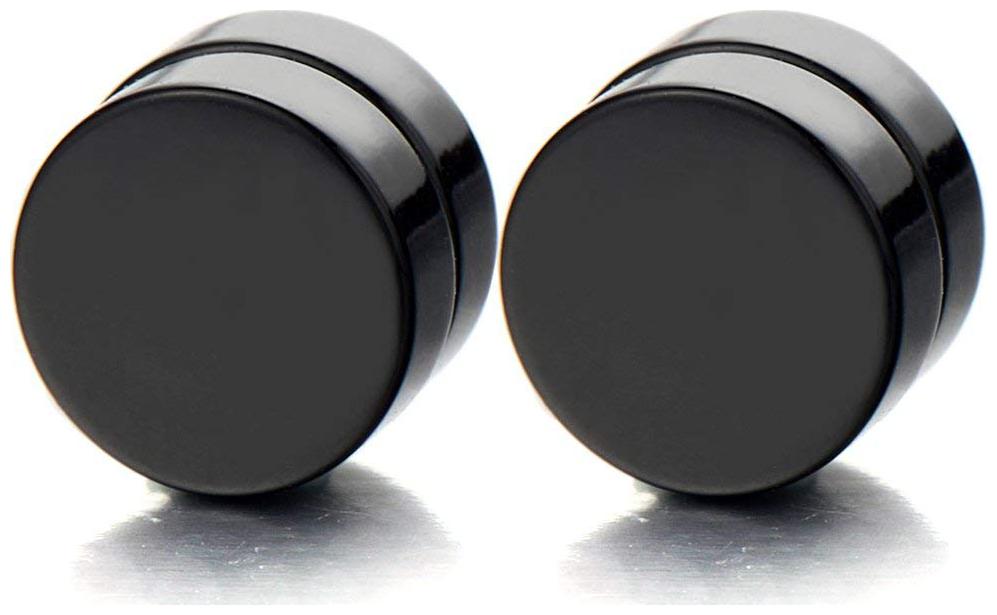 

Magnetic Black Circle Stud Earrings for Men Women Non-Piercing Earring for Men and Women Fashion Jewellery (Black 6MM)