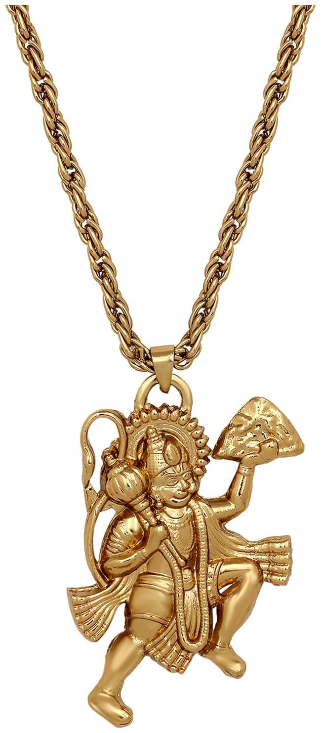 

Mahi Bajrangbali Pavanputra Hanumanji Pendant With Rope Chain For Men PS1101735G