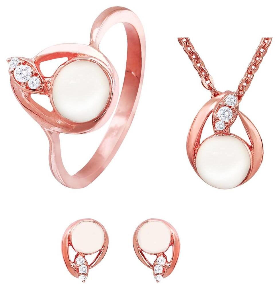 

Mahi Combo of CZ Rain Drop Rosegold Plated Pendant Set with Ring for Women CO1104457Z12
