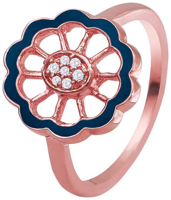 

Mahi CZ Blue Floral Rosegold Plated Finger Ring for Women FR1193669ZBlu10