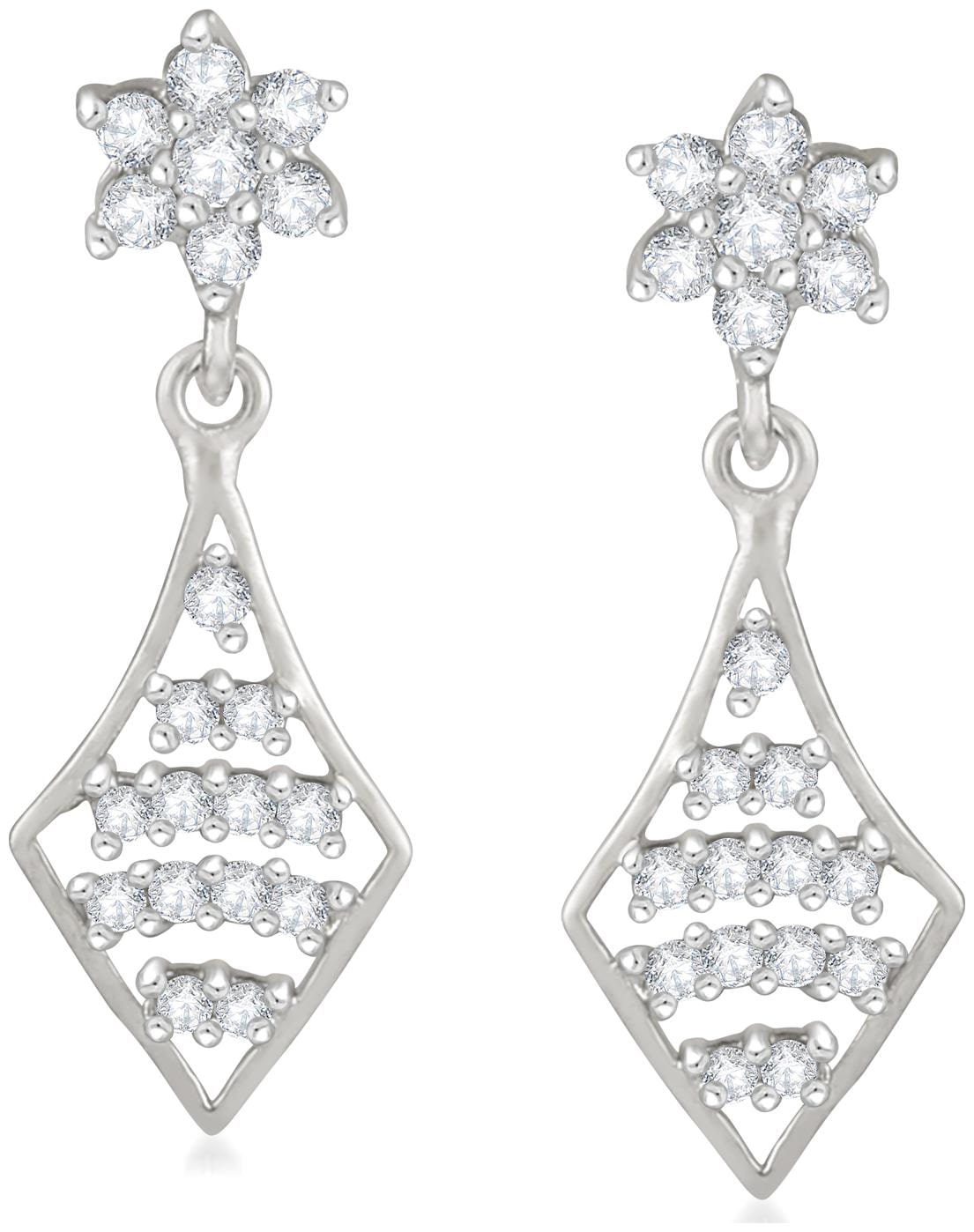

Mahi Rhodium plated Festive Jewelry Delightful CZ Dangler Earrings for girls and women ER1109592R