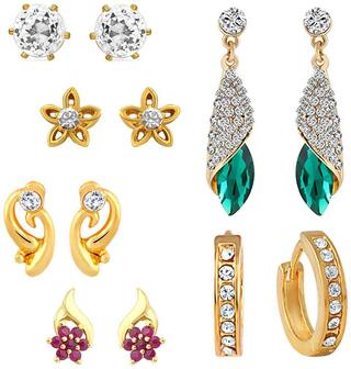 Mahi Gold plated Festive Jewelry Marvellous Studs, Danglers and Bali Combo for girls and women CO1104719G