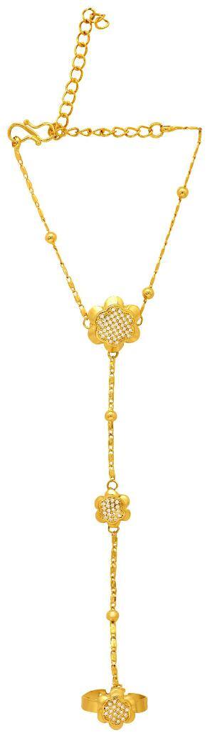 Mahi Gold plated Festive Jewelry Attractive Jadau Haath Panja (Haathphool)with Cubic Zirconia stones HP1100357G
