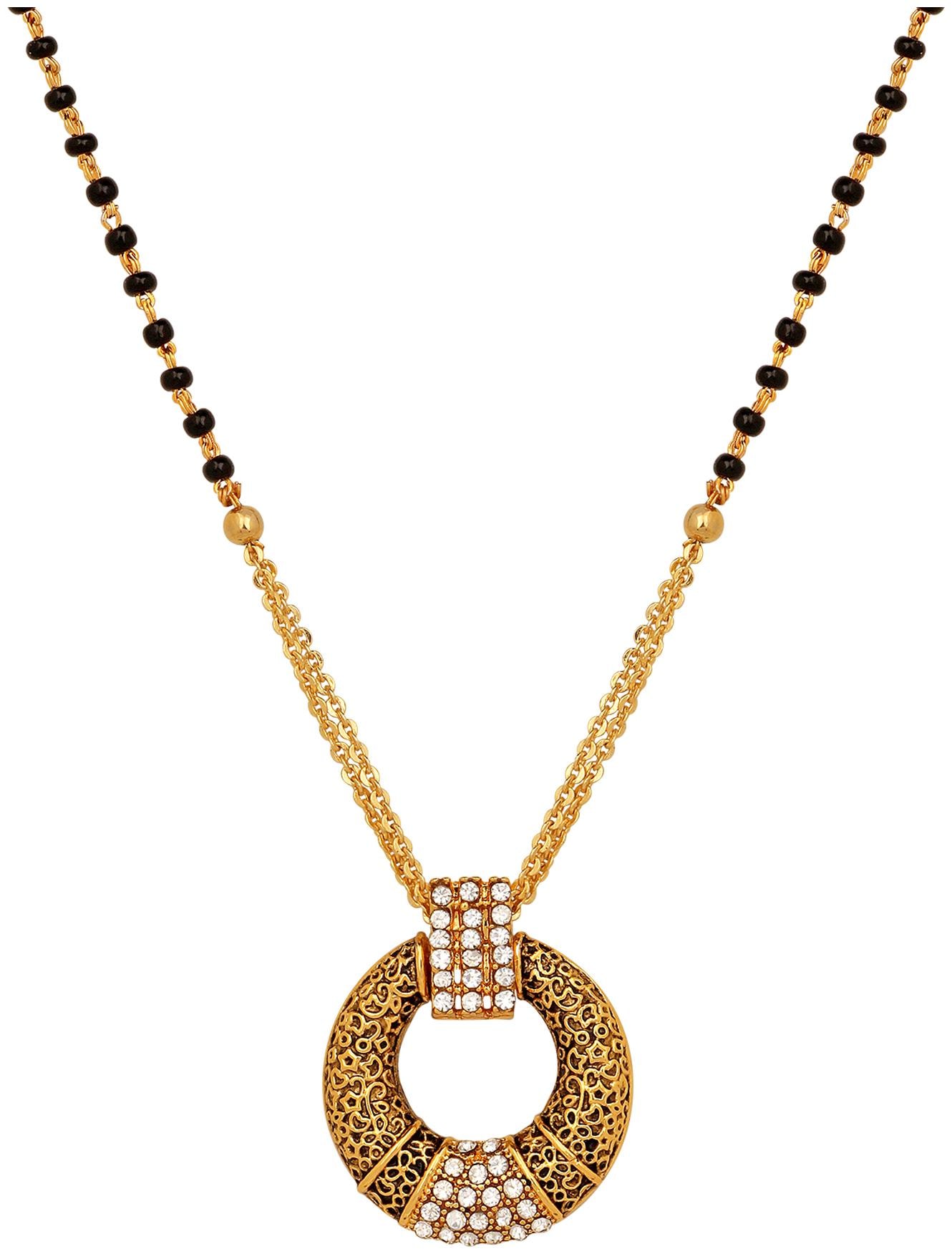 

Mahi Gold Plated Round Crystal Mangalsutra Pendant For Women (PS1101724G)
