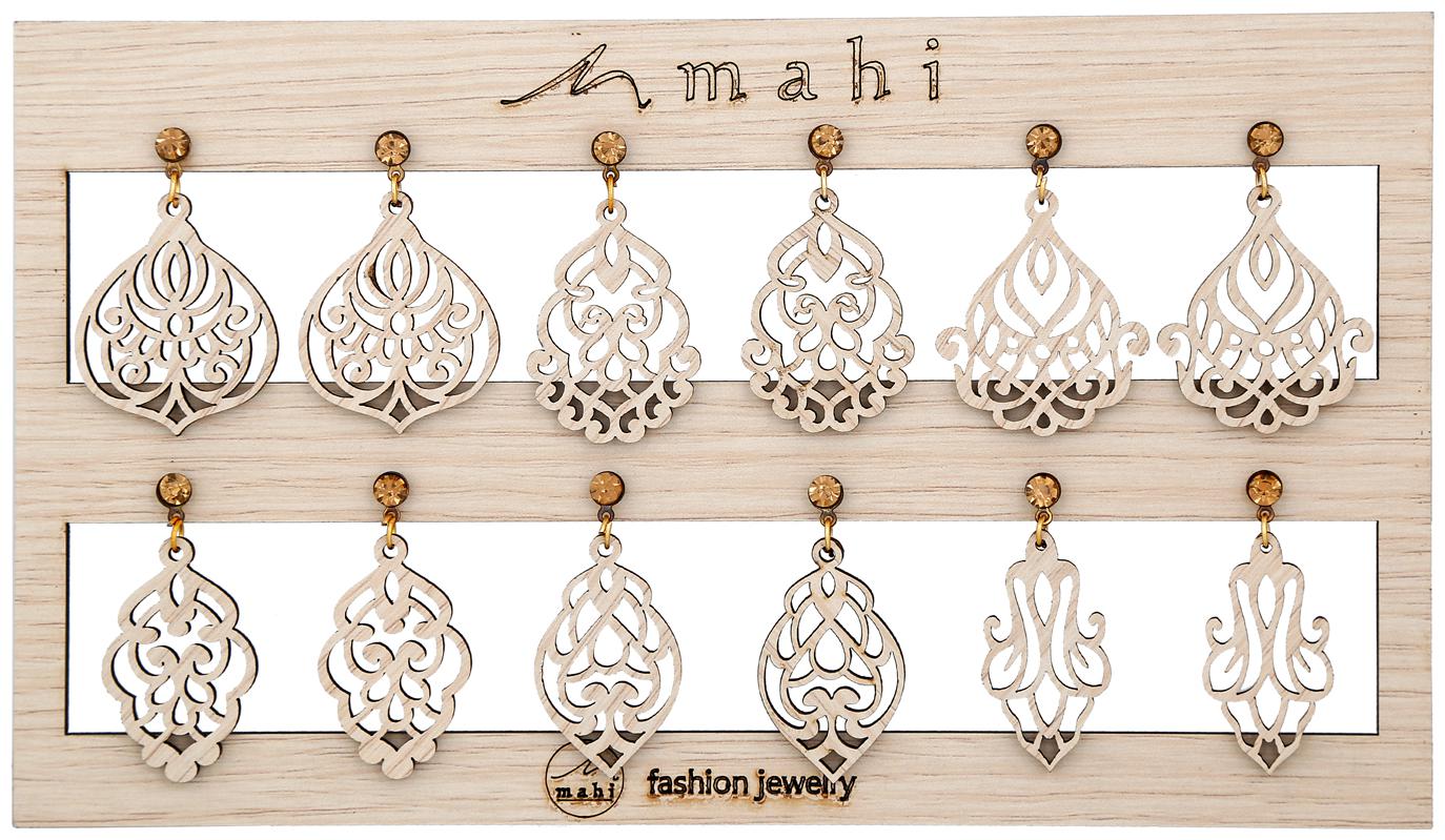 

Mahi Gold Plated Combo of 6 Wooden Dangler Earrings with Crystal CO1105008G