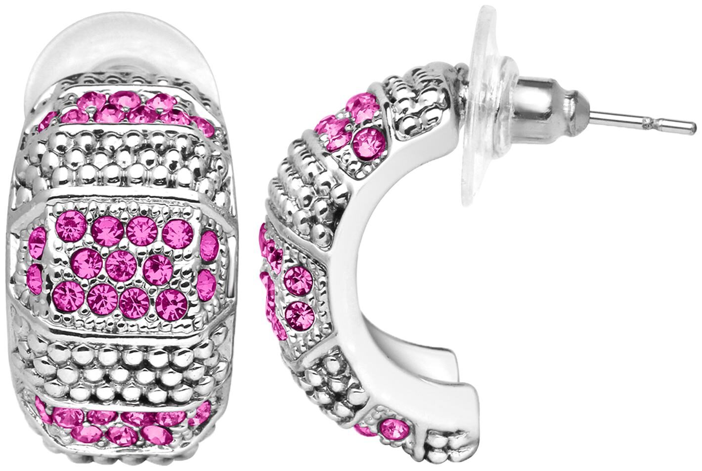 

Mahi Half Bali Style Earrings with Pink White Crystals for Women (ER1109667R)
