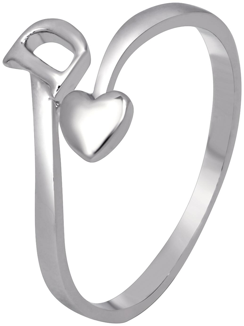 

Mahi Rhodium Plated D Initial and Heart Adjustable Finger Ring for Women FR1103124R