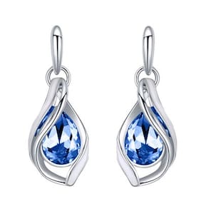 Mahi Earrings Prices Online At Best Mahi Rhodium Plated Majestic Water Drop Montana Blue Earrings With Crystal Stones Er1193696rmblu