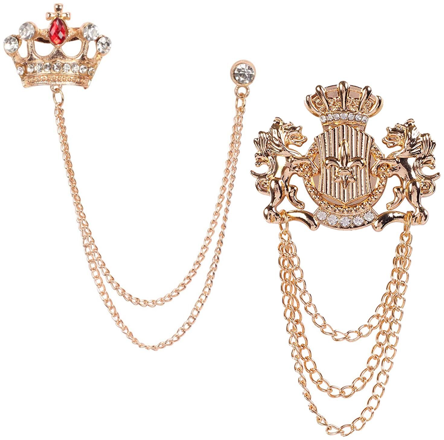 

Mahi Valentine Special Rose Gold Plated Gifting Combos of Crown and Unicorn Chain Broach with Crystals CO1105082Z