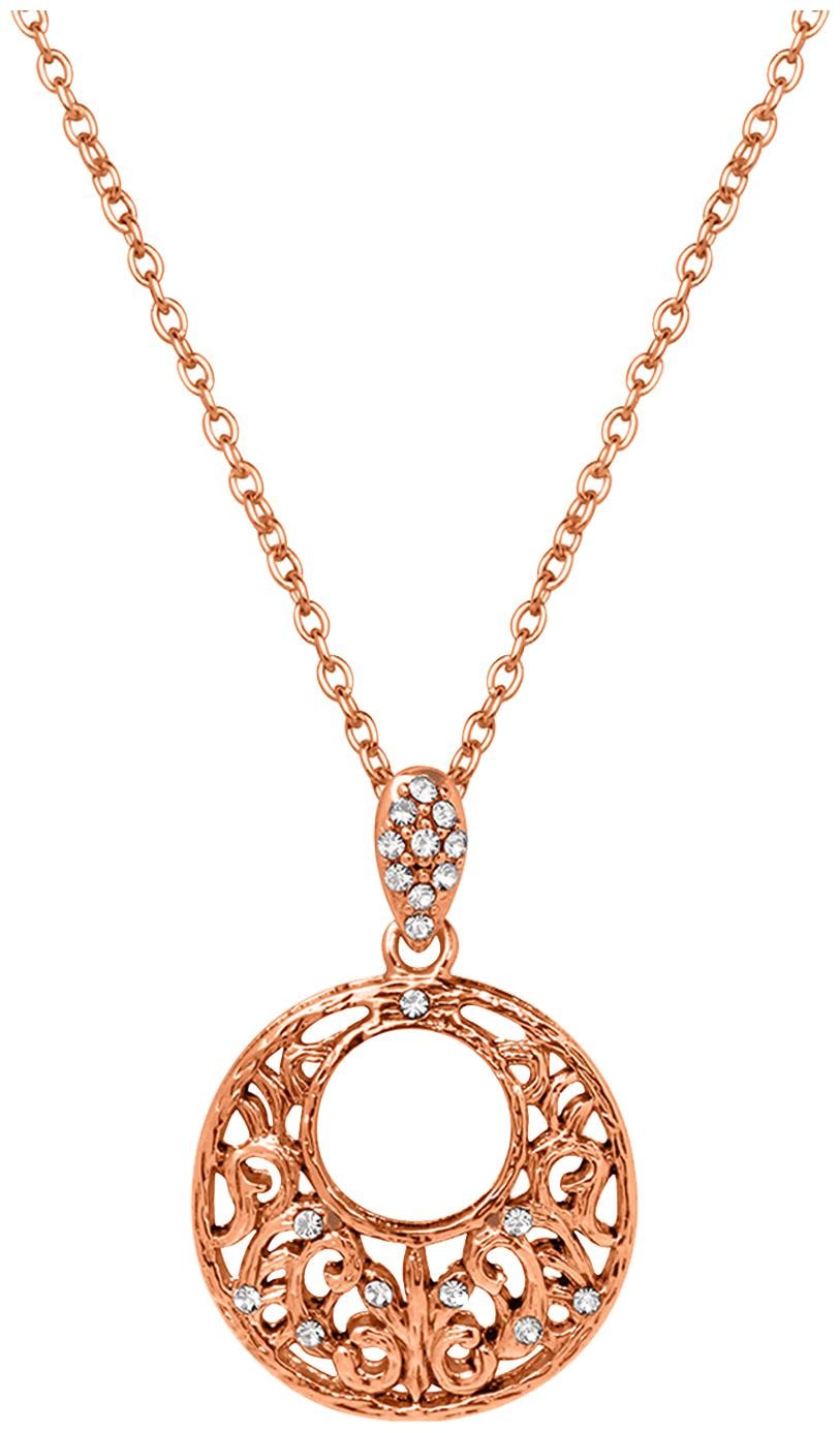 

Mahi Rose Gold Plated White Crystal Circular Pendant for Women (PS1193760Z)