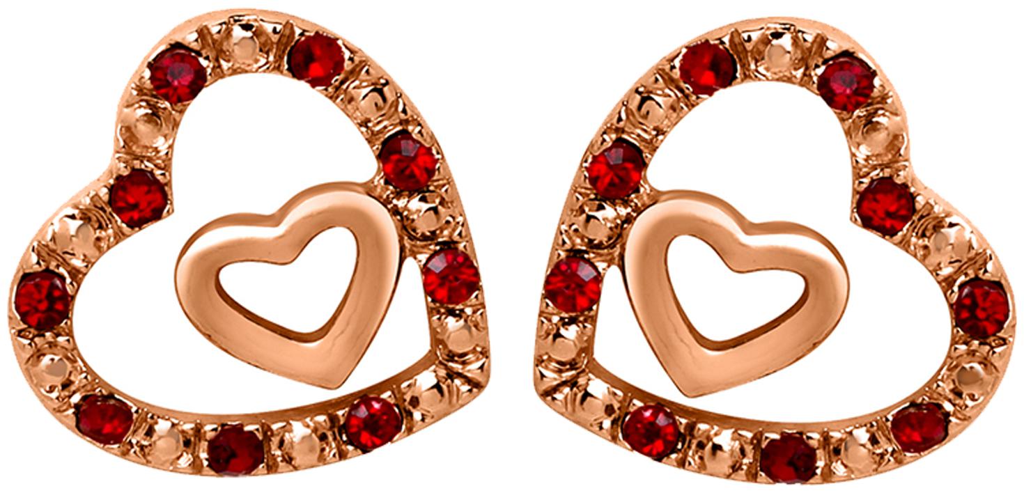 

Mahi Rose Gold Plated Red Crystal Dual Heart Stud Earrings for Women (ER1193761Z)