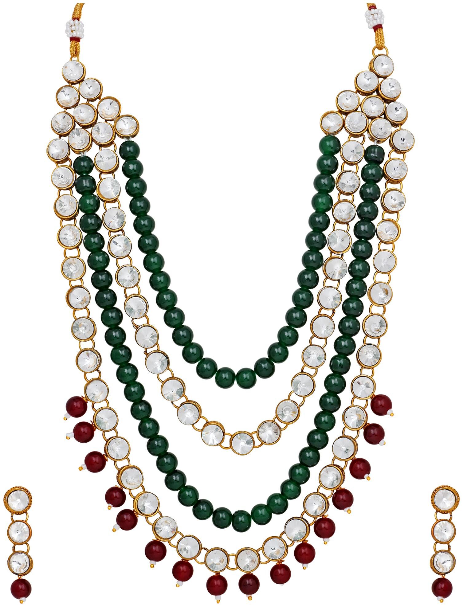 

Mahi Traditional Gold Plated Multi Kundan Necklace Set For Women VNCJ100161MG
