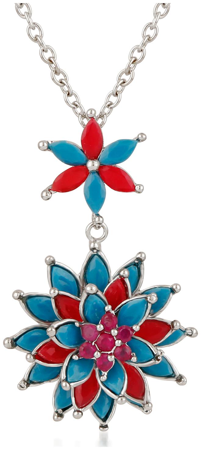 

Mahi Valantine Gift Rhodium Plated Eternal Floral Love Crystal Pendant for girls and women PS1193737R