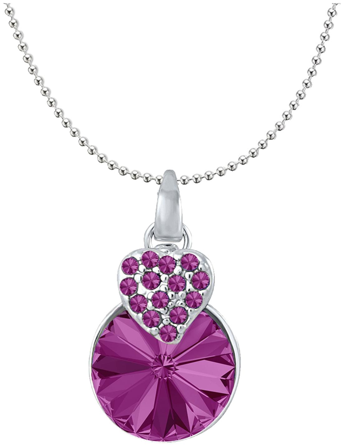 

Mahi Valentine Gift Heart Pendant with Fushia Purple Swarovski Crystals for Women PS1194089RFus