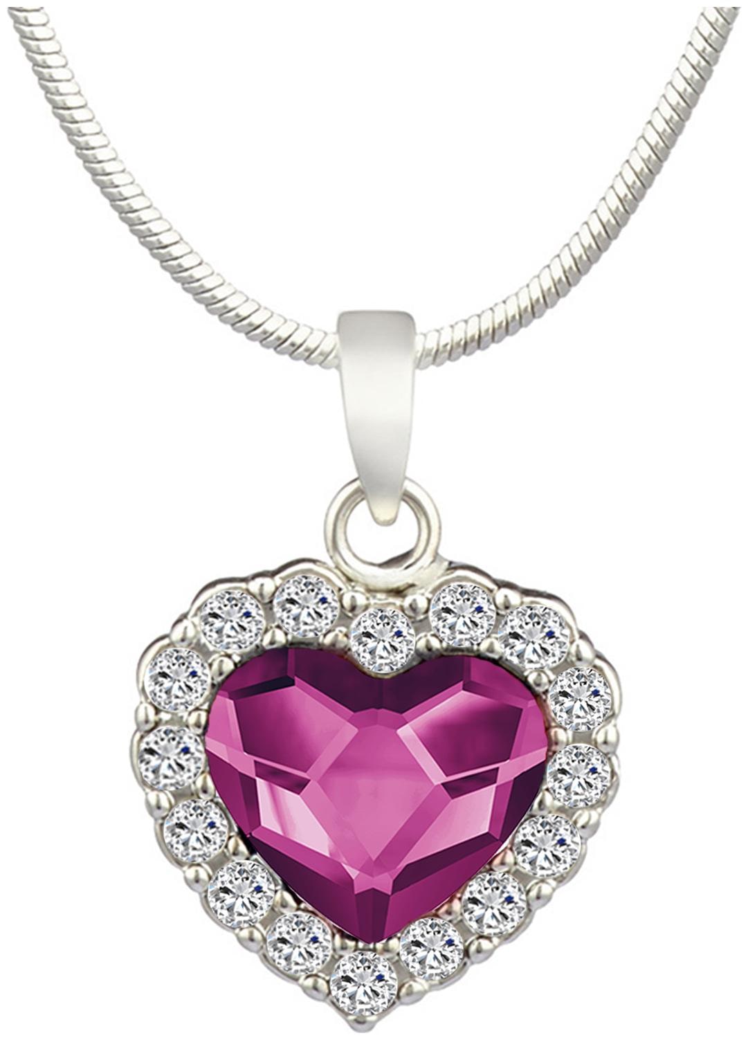 

Mahi Valentine Gift Fushia Purple Titanic Heart Pendant Made with Swarovski Crystals for Women PS1194119RFus