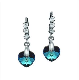 Mahi Christmas Special Festive Jewelry With Swarovski Crystals Blue Heart Dangler Earrings for Women ER7204100RBlu