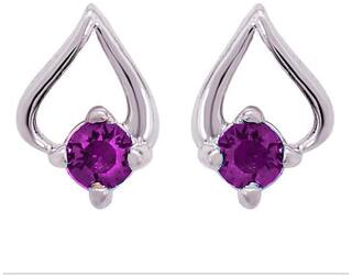 Mahi Festive Jewelry With Swarovski Elements Purple Drop Paisley Rhodium Plated Earring for Women ER1194138RPur
