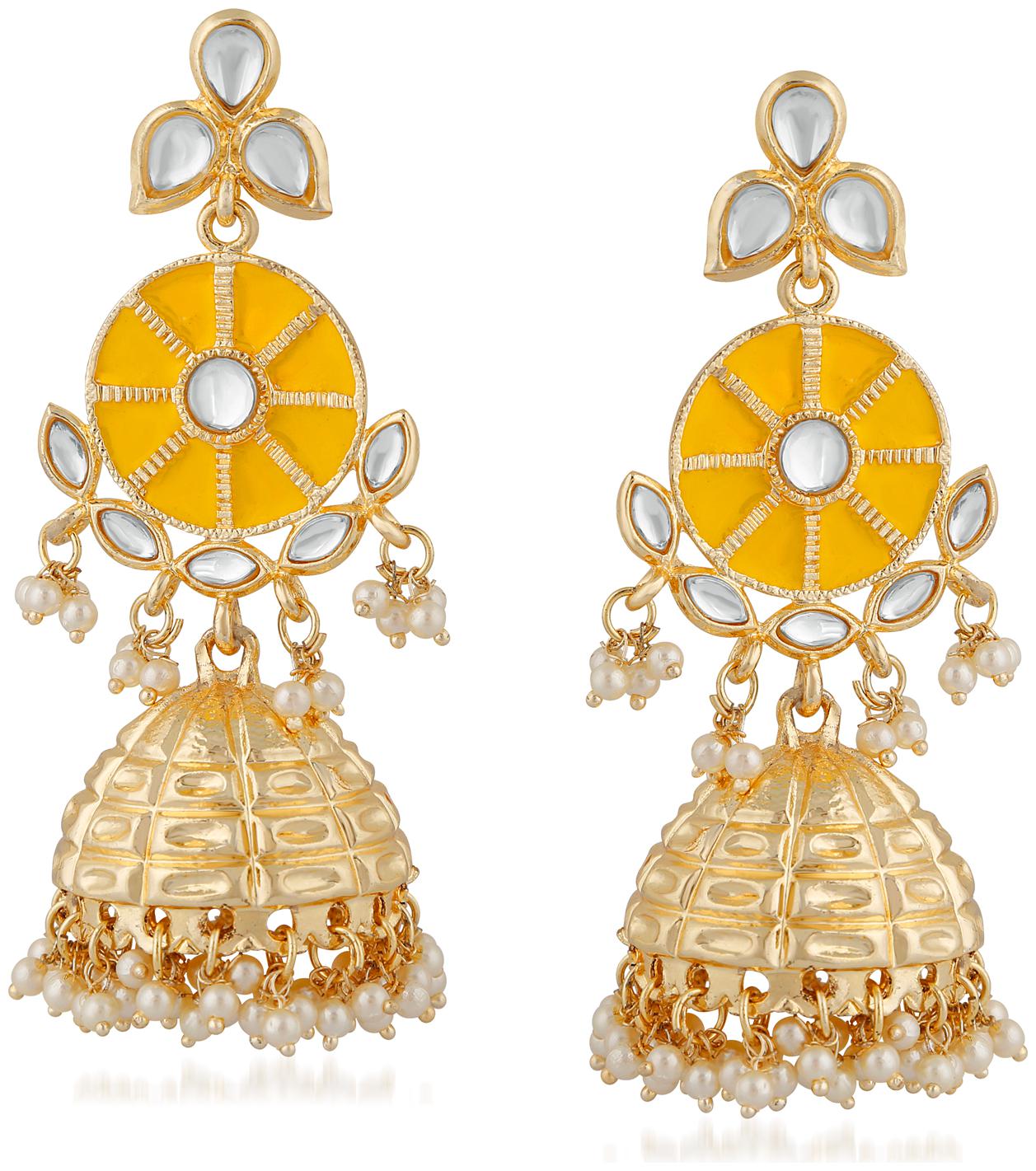 

Mahi Yellow Jhumki For Women