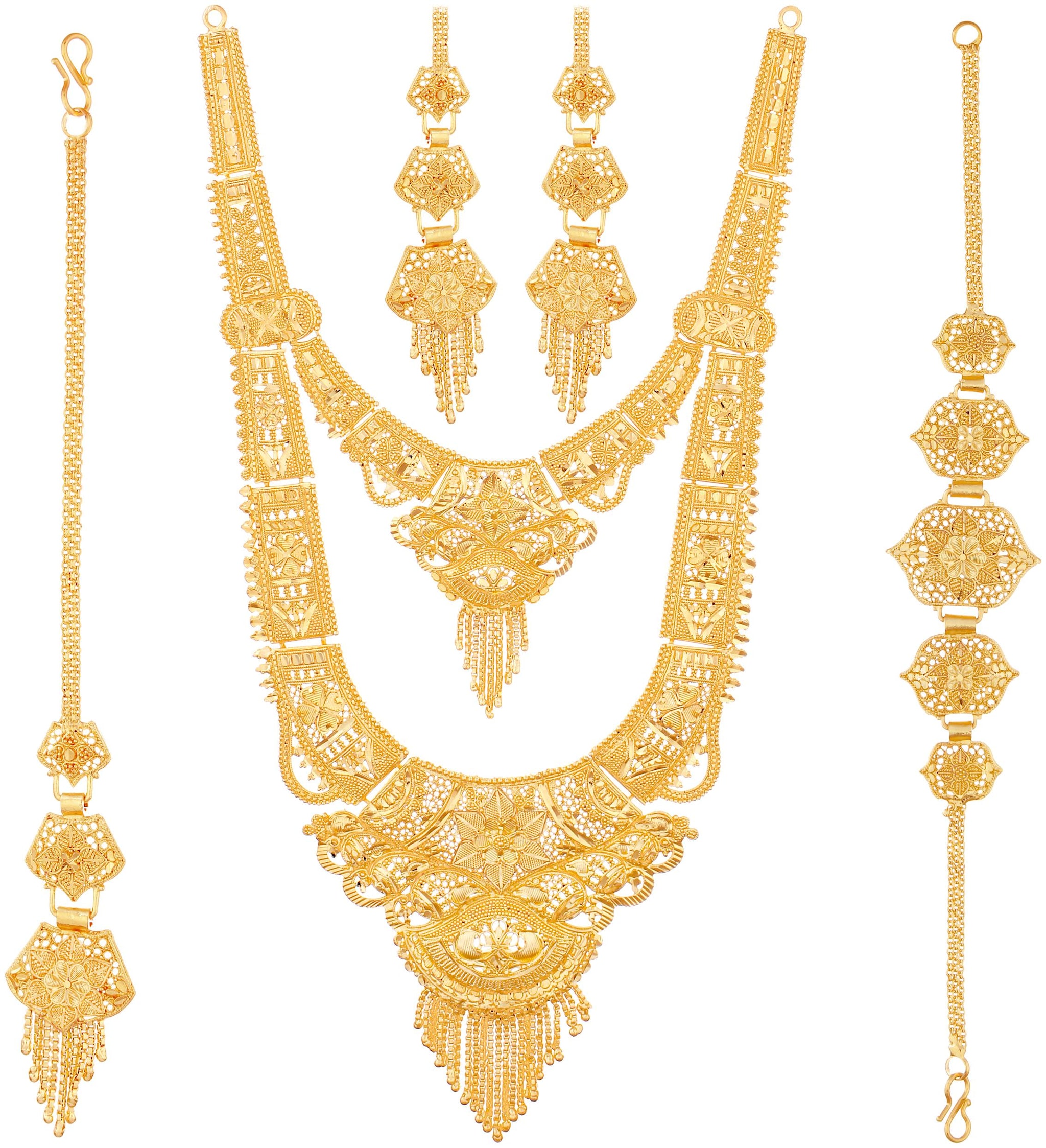 

Mansiyaorange Traditional Combo Of Long Rani Haar With Adjustable Bracelet For Women