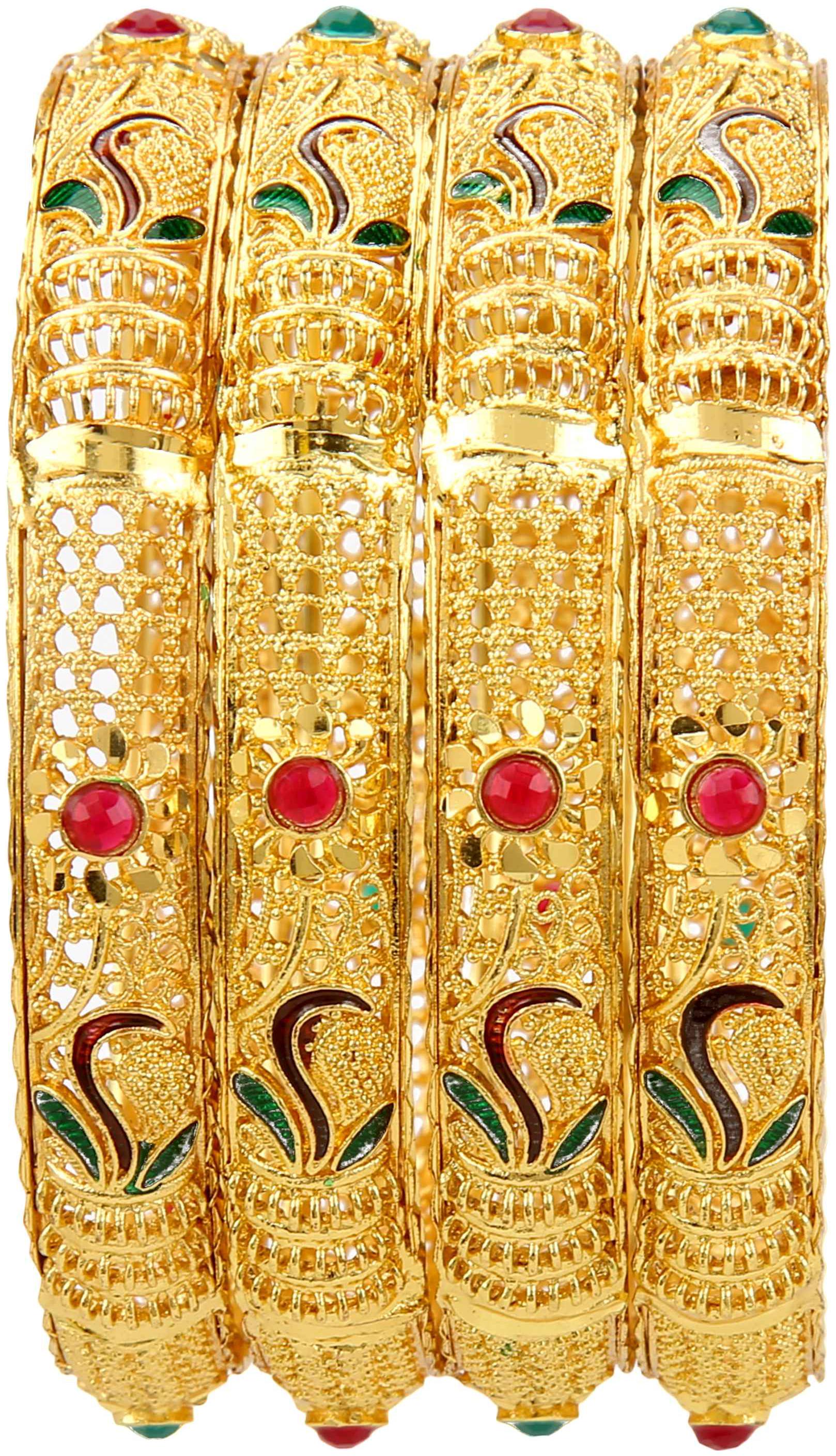 

Mansiyaorange Traditional One Gram Original Look Hand Work Bangles For Women