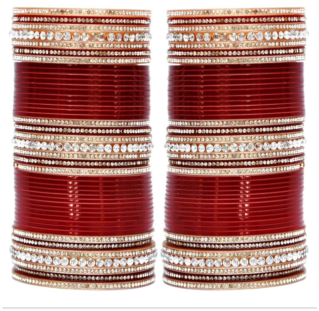 

Lucky Jewellery Maroon Bridal Punjabi Choora Wedding Chudas
