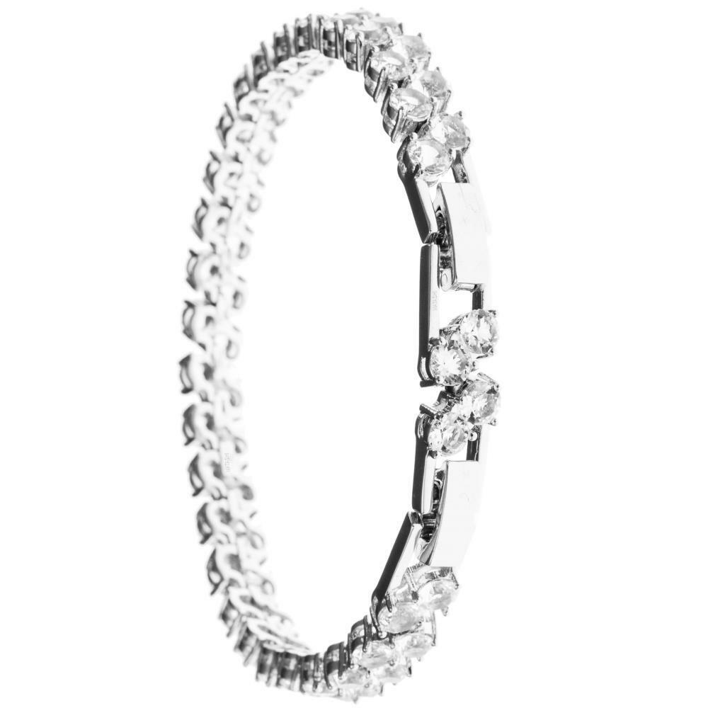 

Matashi 18K White Gold Plated Bracelet Double Crystal Design with Sturdy Elegant