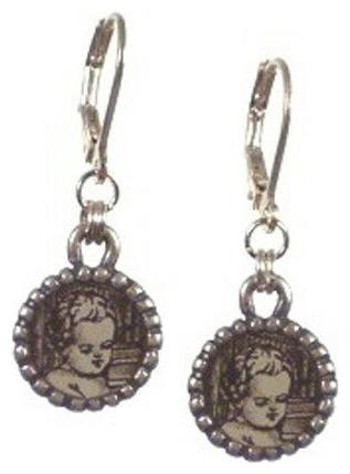 

Maximal Art Earrings Vintage Etched Cherub John Wind Vintage Jewelry