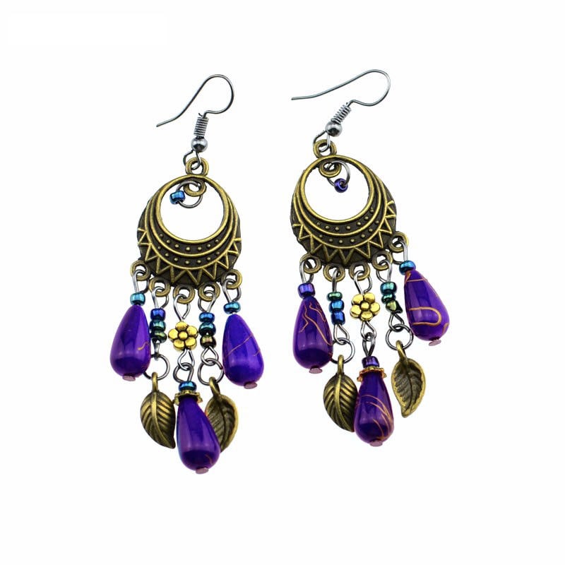 

Maya Bohemian Chandelier Dangle Drop Earrings Boho Style Beaded Ethnic Bead
