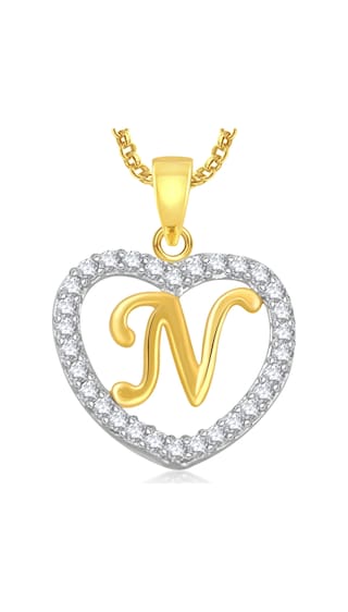 buy meenaz n letter heart pendant locket alphabet for women and