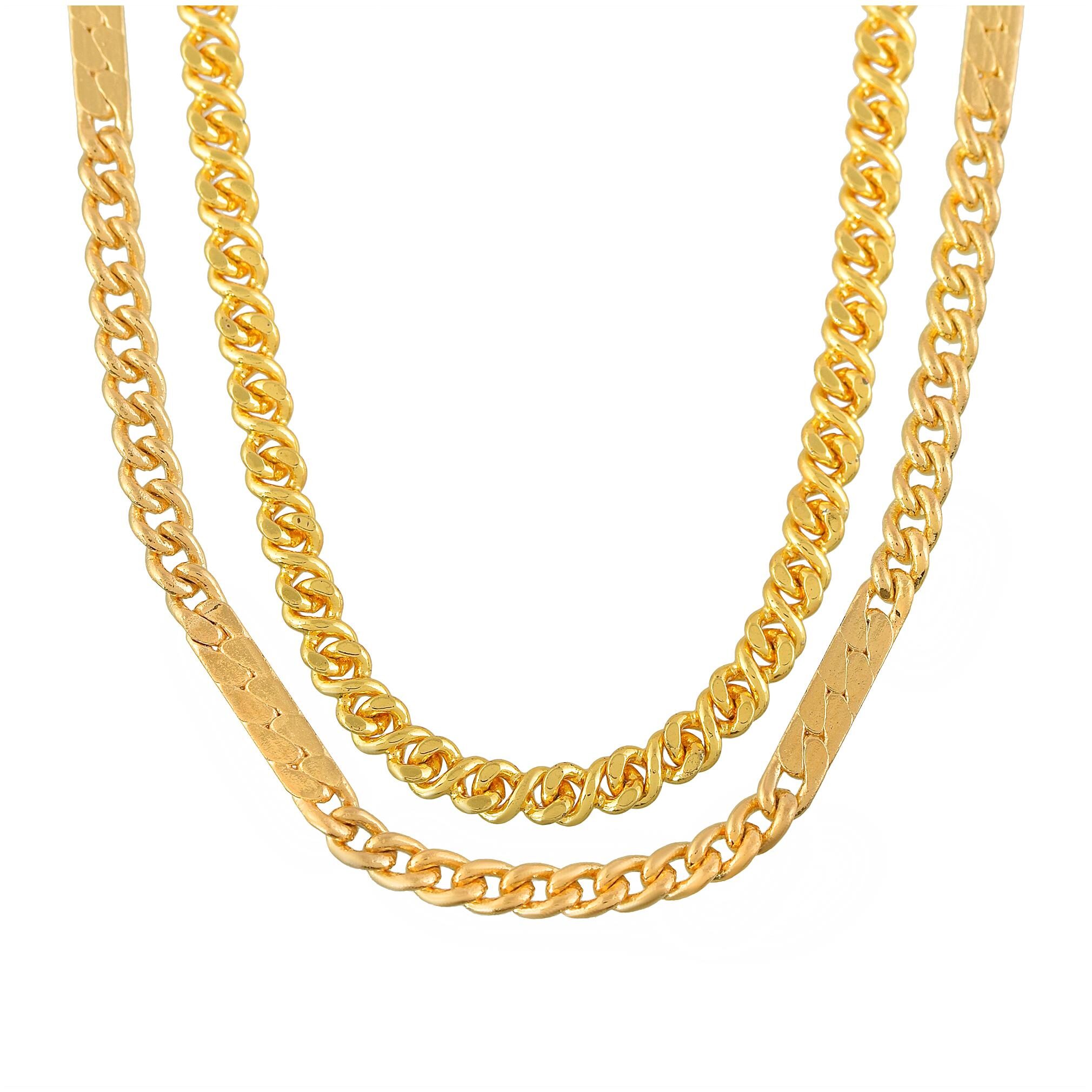 

Memoir Brass Goldplated necklace chain Combo (Pack of 2) CMSC5215